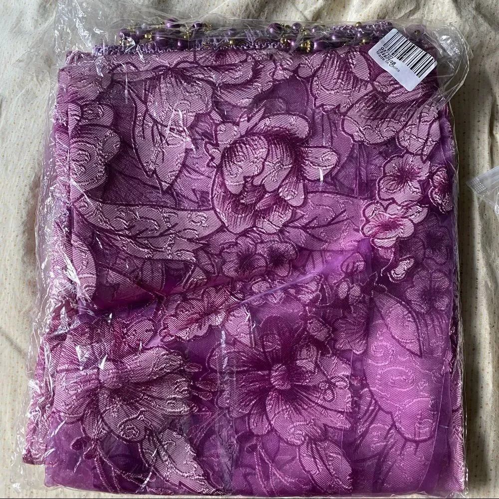 Purple lace floral with beautiful beaded ends shower curtain